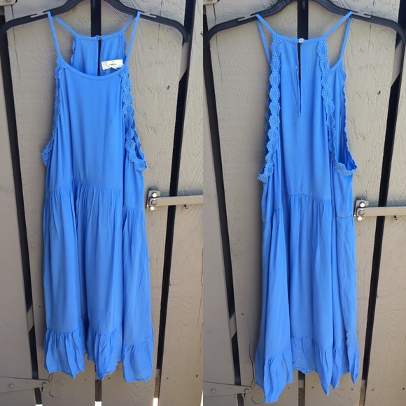 Halter Neck Dress- BLUE - Picture 3 of 3